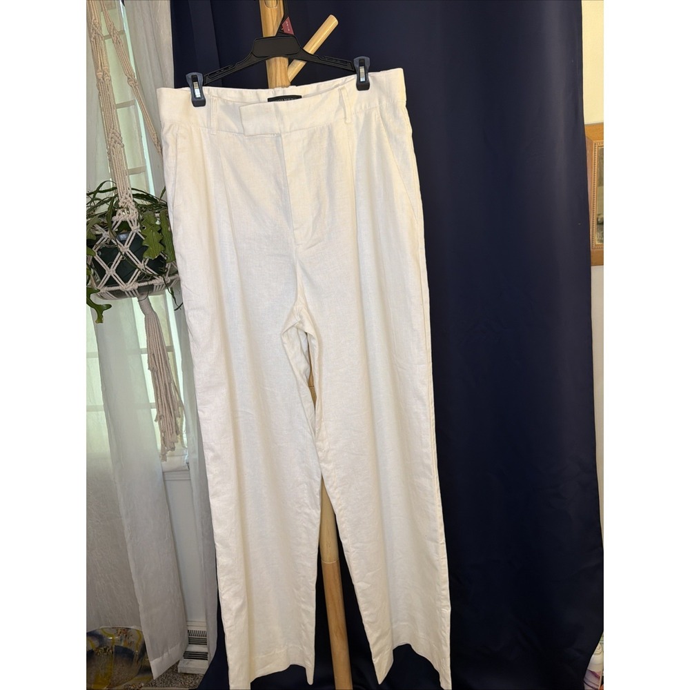 Banana Republic Women's Wide Leg Linen/Cotton Pants -Size 12 - Cream‎ White